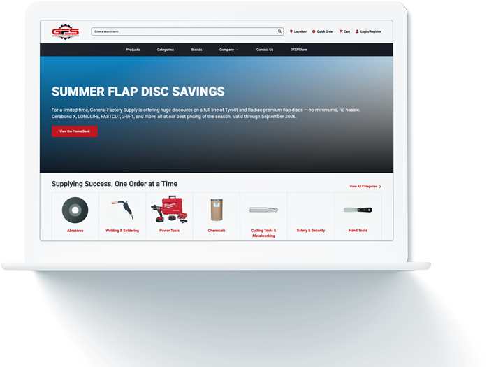 General Factory Supply B2B ecommerce website simplifying product discovery and online ordering for industrial supplies