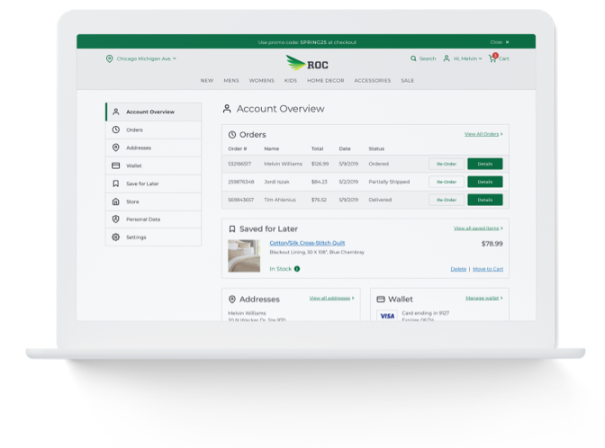 roccommerce-account-management-overview-feature-screenshot