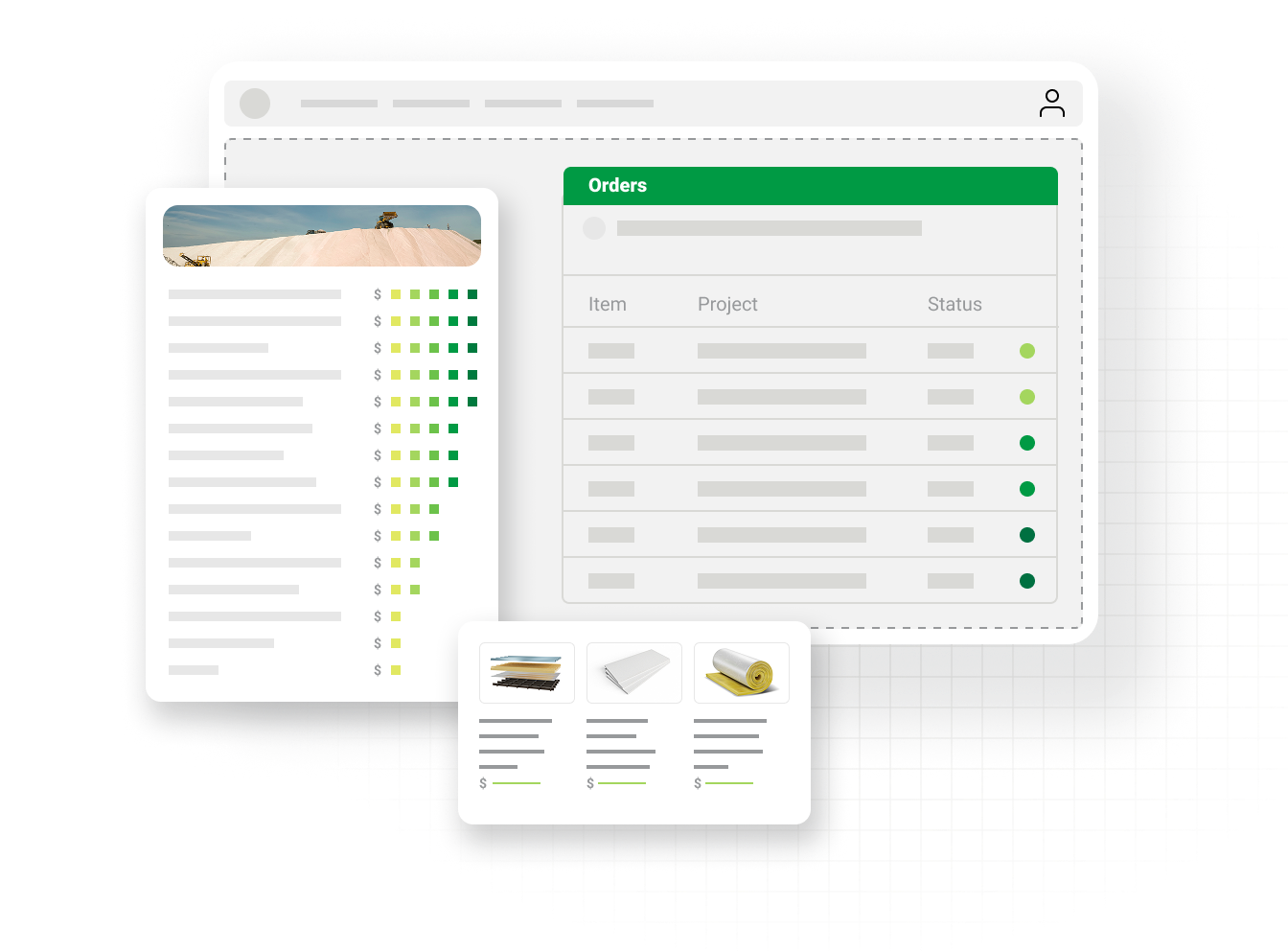 Website search capability highlighting gypsum supply products, depicting ecommerce search for gypsum distributors