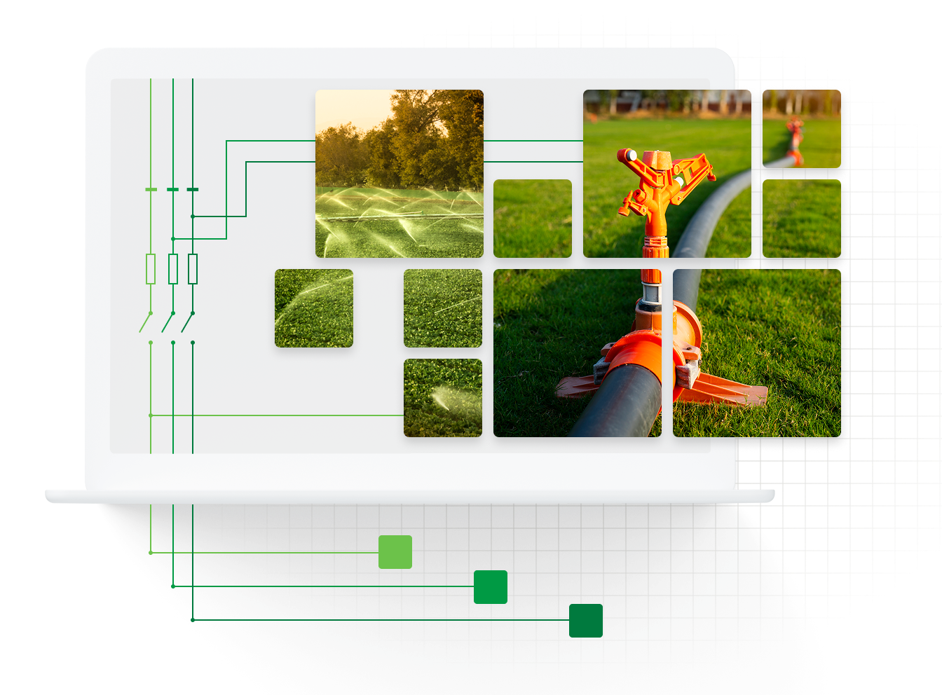 Graphic showing irrigation inventory on an ecommerce platform, indicating business success through digital commerce