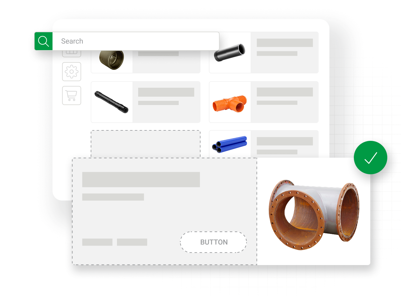 Website search capability highlighting waterworks products, depicting ecommerce search for waterworks distributors