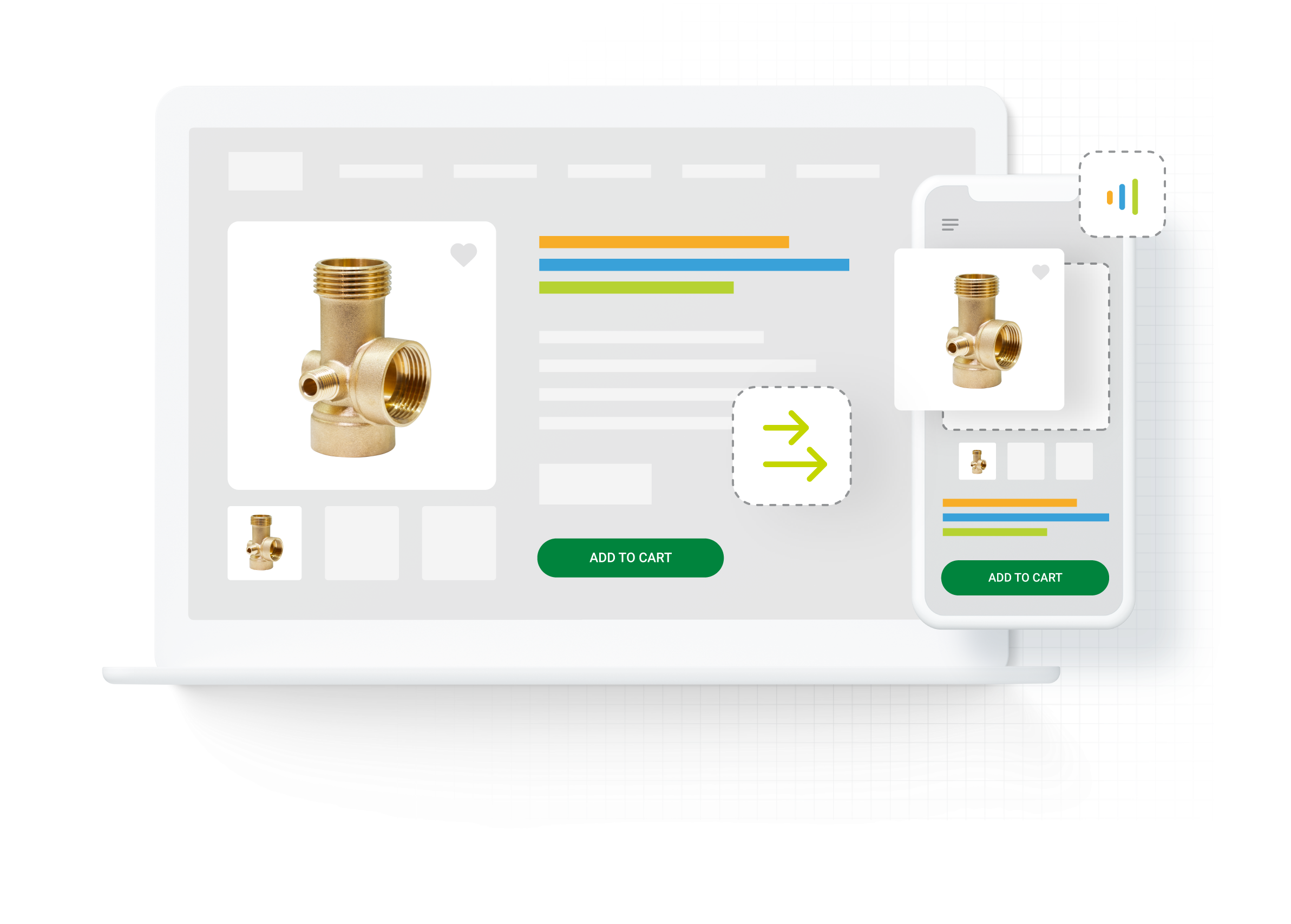 Desktop and mobile screens displaying 'Add to Cart' option, highlighting ecommerce platform features for easy online shopping