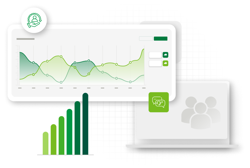 Illustration of ecommerce platform dashboard showing ERP data and analytics, showcasing successful integration capabilities